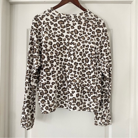 MONROW Leopard Seamed Sweatshirt - Natural Tencel Cotton Size Medium - Picture 8 of 8